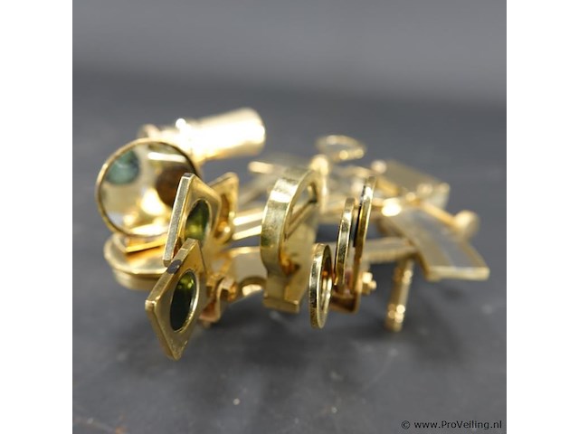 Messing sextant in met brons beslagen houten kist - afbeelding 4 van  5