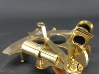 Messing sextant in met brons beslagen houten kist - afbeelding 4 van  5