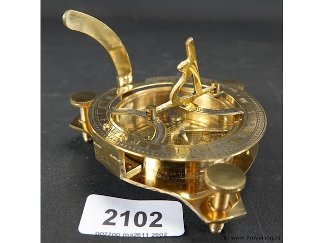 Messing zonnewijzer kompas - afbeelding 1 van  5