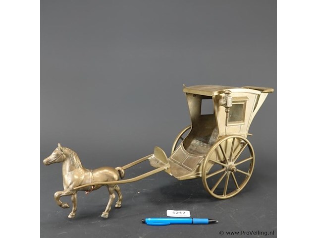 Messing/brons paard voor een koets (hansom cab) - afbeelding 1 van  5