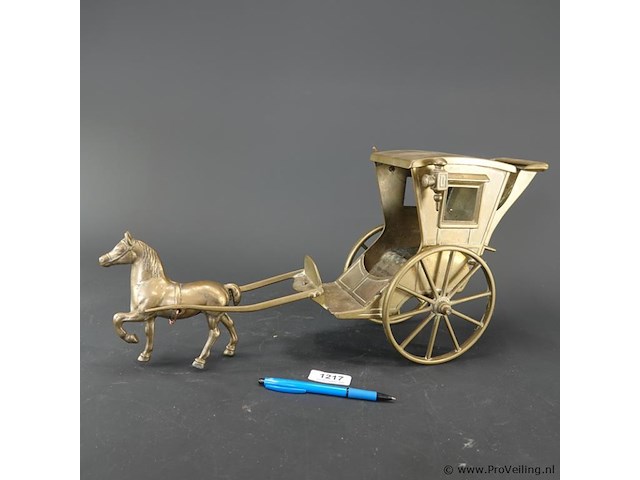 Messing/brons paard voor een koets (hansom cab) - afbeelding 2 van  5