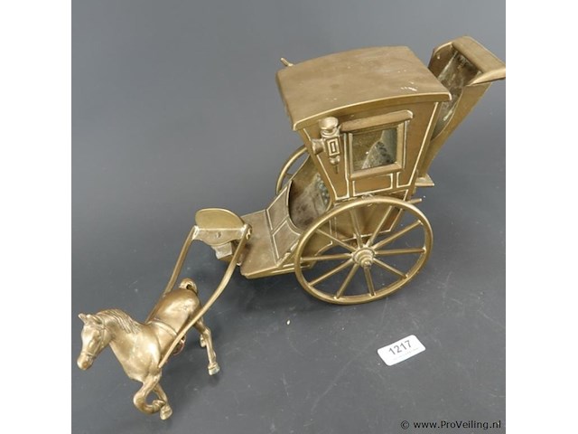 Messing/brons paard voor een koets (hansom cab) - afbeelding 3 van  5