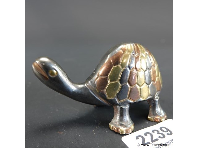 Met diverse metalen vervaardigde schildpad - afbeelding 1 van  5