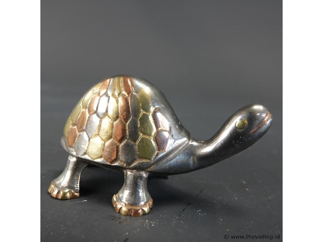 Met diverse metalen vervaardigde schildpad - afbeelding 4 van  5