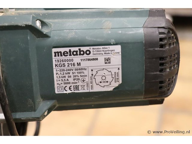 Metabo afkort- en verstekzaag kgs 216 m - afbeelding 6 van  8