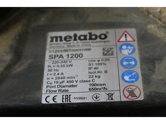 Metabo afzuigapparaat spa 1200 - 85x45x160cm - afbeelding 6 van  6