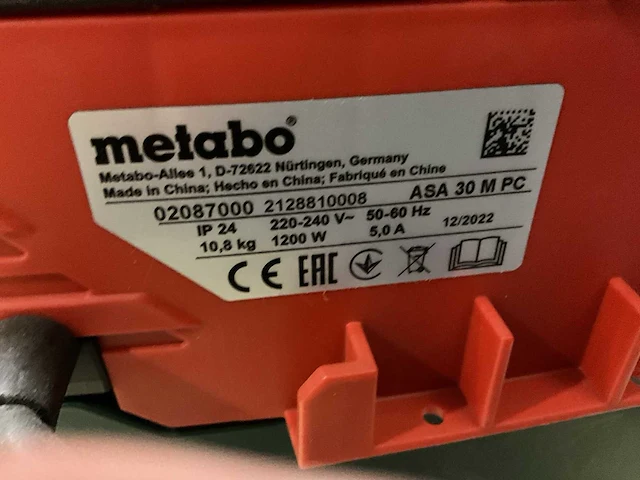 Metabo asa 30 m pc industriële stofzuiger - afbeelding 4 van  4