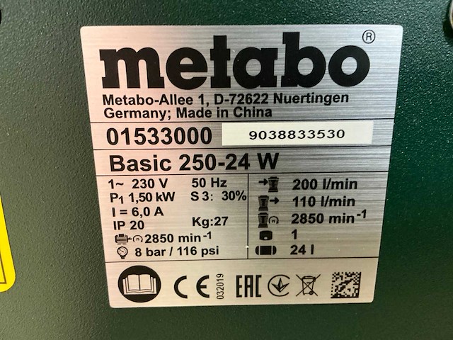 Metabo basic 250-24w zuigercompressor - afbeelding 8 van  8