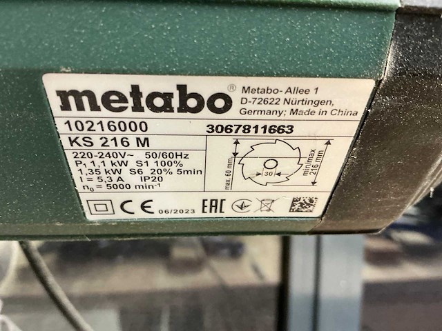 Metabo ks 216 m afkortzaag - afbeelding 4 van  4