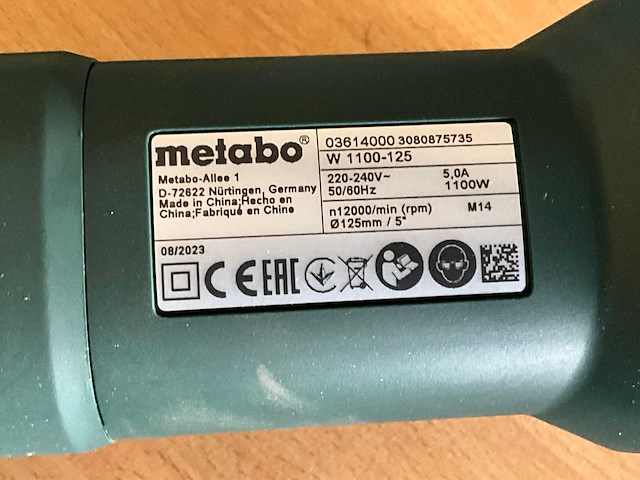 Metabo w 1100-125 haakse slijpmachine - afbeelding 3 van  4