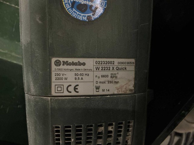 Metabo w 2232 x quick haakse slijpmachine met opbergkist - afbeelding 2 van  3