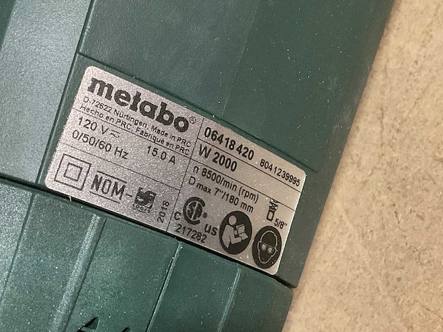 Metabo w2000 haakse slijpmachine - afbeelding 4 van  5