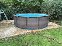Metal frame pool / zwembad intex in bamboe look met trap en pomp intex krystal clear. doorsnede 366 cm - afbeelding 2 van  6