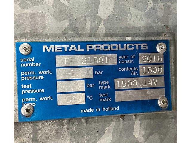 Metal products - 2016 - 1500-1 4v - gegalvaniseerde lucht buffer tank - afbeelding 8 van  9