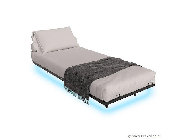 Metalen bed palamos - 90 x 200 cm - incl. led - zwart - afbeelding 1 van  6