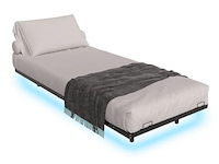 Metalen bed palamos - 90 x 200 cm - incl. led - zwart - afbeelding 1 van  6