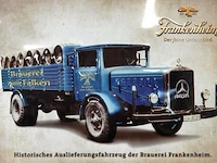 Metalen blechschild van de brauerei frankenheim met een afbeelding van een historisch bezorgvoertuig lkw von brauerei frankenheim - afbeelding 5 van  6