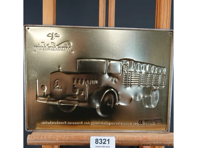 Metalen blechschild van de brauerei frankenheim met een afbeelding van een historisch bezorgvoertuig lkw von brauerei frankenheim - afbeelding 6 van  6