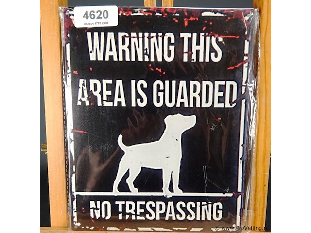 Metalen bord area is guarded - afbeelding 1 van  1