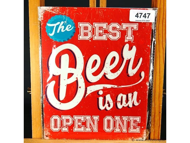 Metalen bord beer - afbeelding 1 van  1