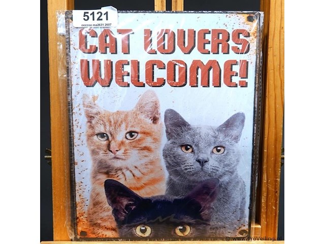 Metalen bord cat lovers - afbeelding 1 van  1