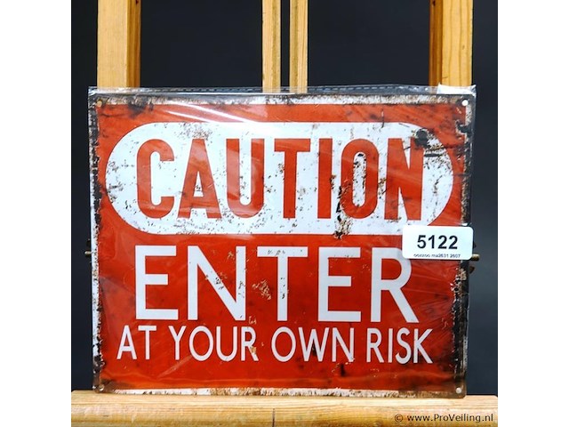 Metalen bord caution - afbeelding 1 van  1
