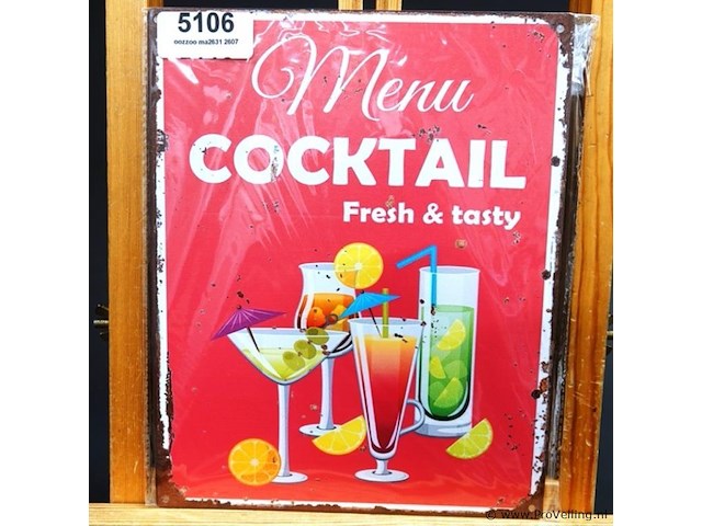 Metalen bord cocktail - afbeelding 1 van  1