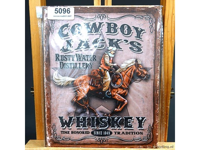 Metalen bord cowboy - afbeelding 1 van  1