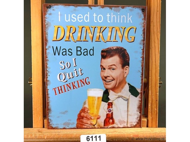 Metalen bord drinking - afbeelding 1 van  4