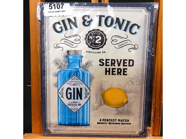 Metalen bord gin & tonic - afbeelding 1 van  1