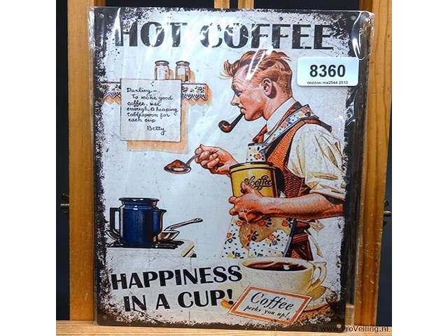 Metalen bord hot coffee - afbeelding 1 van  1