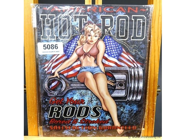 Metalen bord hot rod - afbeelding 1 van  1
