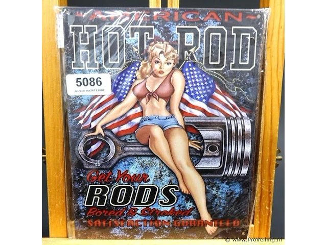 Metalen bord hot rod - afbeelding 1 van  1