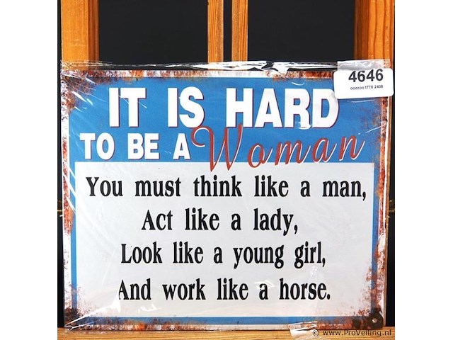 Metalen bord it is hard - afbeelding 1 van  1