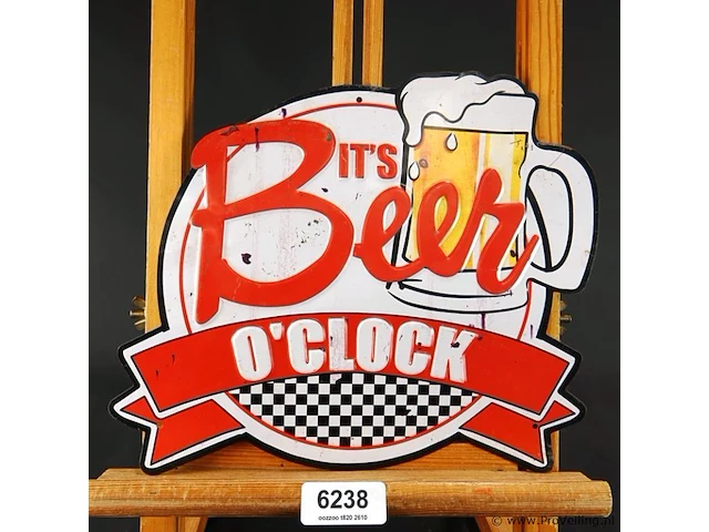 Metalen bord 'it's beer o'clock' - afbeelding 1 van  4