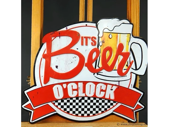 Metalen bord 'it's beer o'clock' - afbeelding 2 van  4