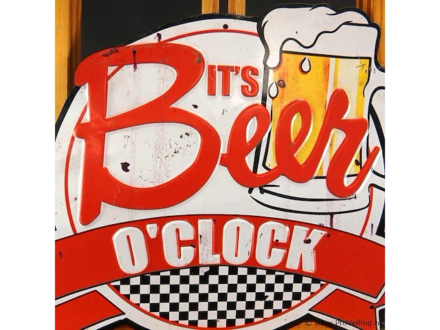 Metalen bord 'it's beer o'clock' - afbeelding 3 van  4