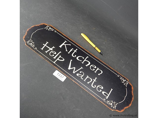 Metalen bord kitchen help wanted - afbeelding 2 van  5