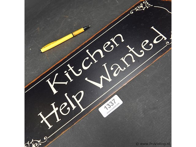 Metalen bord kitchen help wanted - afbeelding 4 van  5