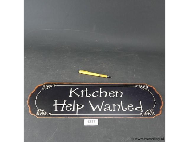 Metalen bord kitchen help wanted - afbeelding 1 van  5