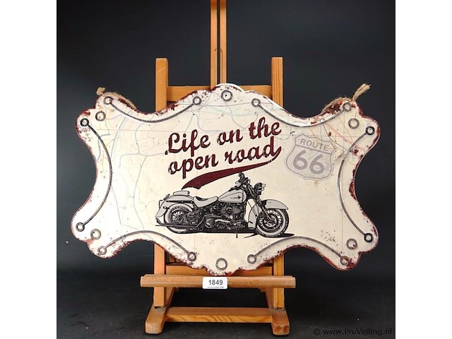 Metalen bord life on the open road - afbeelding 1 van  5