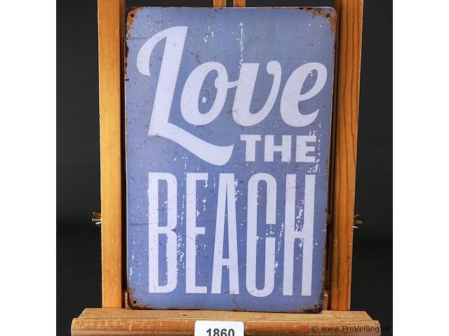 Metalen bord love the beach - afbeelding 1 van  5
