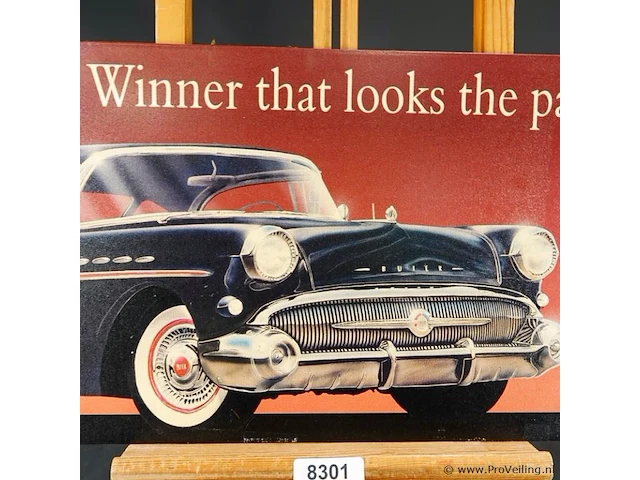 Metalen bord met een reproductie van een klassieke buick-autoadvertentie en de tekst "winner that looks the part" - afbeelding 3 van  6