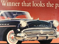 Metalen bord met een reproductie van een klassieke buick-autoadvertentie en de tekst "winner that looks the part" - afbeelding 3 van  6