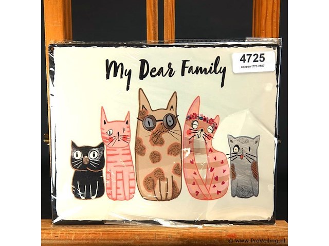Metalen bord my dear family - afbeelding 1 van  1