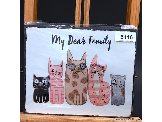 Metalen bord my dear family - afbeelding 1 van  1