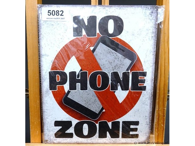 Metalen bord no phone - afbeelding 1 van  1