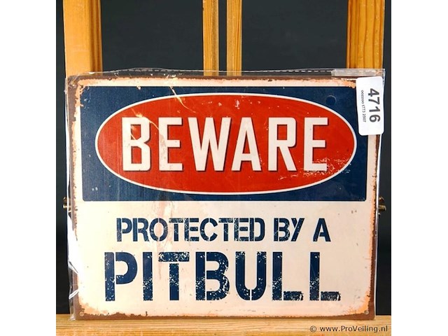 Metalen bord pitbull - afbeelding 1 van  1