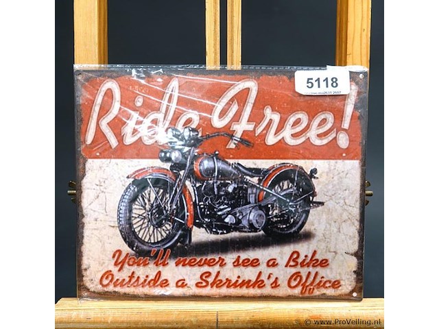 Metalen bord ride free - afbeelding 1 van  1