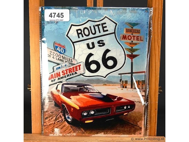Metalen bord route 66 - afbeelding 1 van  1